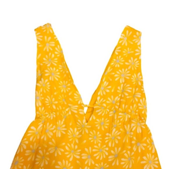 NWT Women's Love Tree Yellow Floral Summer Mini Dress, Sleeveless Size: Small - Picture 4 of 7
